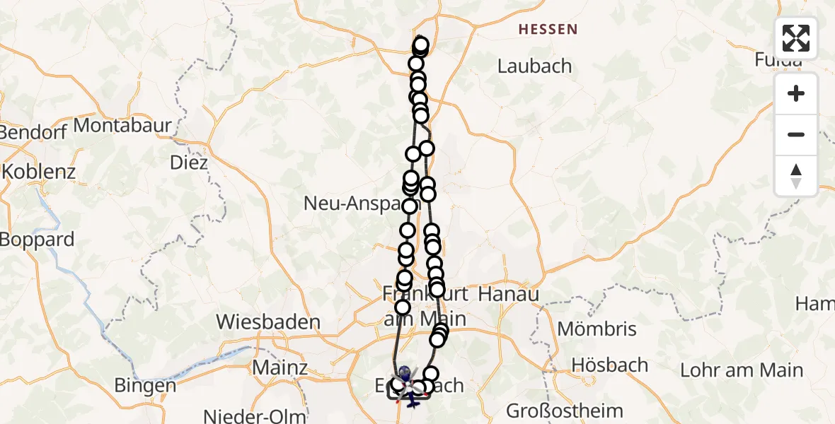 Flugroute Polizeihubschrauber Flughafen Frankfurt-Egelsbach - Flughafen Frankfurt-Egelsbach, 25 Juli 2026, 15:48