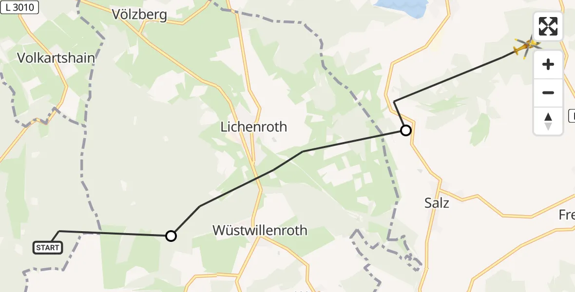 Flugroute Rettungshubschrauber Gedern - Freiensteinau, 25 Juli 2026, 16:39