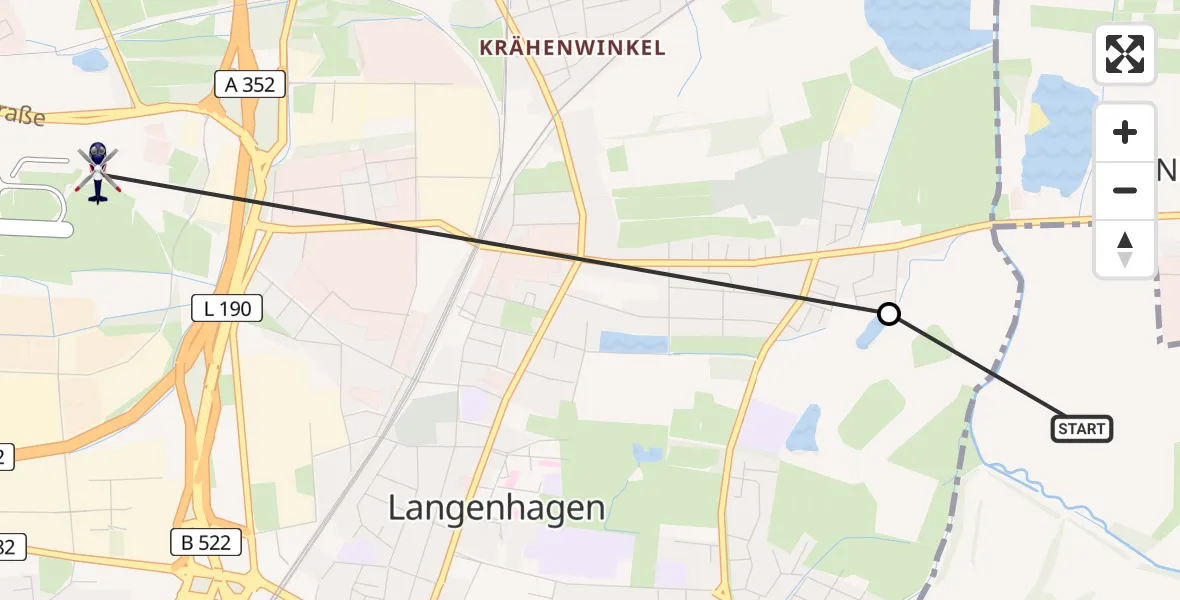 Flugroute Polizeihubschrauber Hannover - Flughafen Hannover, 25 Juli 2026, 17:00
