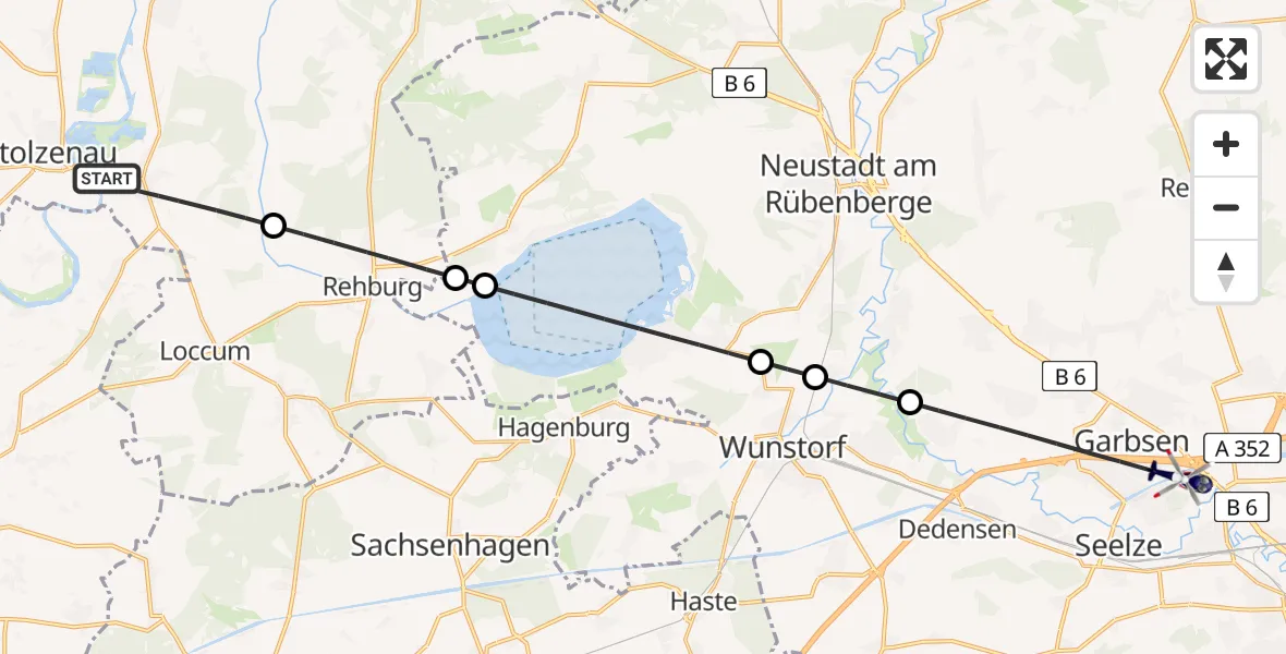 Flugroute Polizeihubschrauber Leese - Hannover, 25 Juli 2026, 17:46