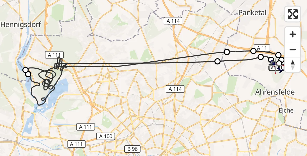 Flugroute Polizeihubschrauber Ahrensfelde Hubschrauberlandeplatz - Ahrensfelde Hubschrauberlandeplatz, 25 Juli 2026, 17:48