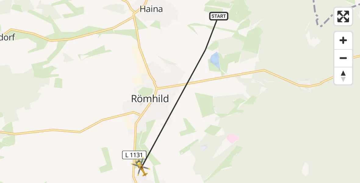 Flugroute Rettungshubschrauber Römhild - Römhild, 25 Juli 2026, 18:04