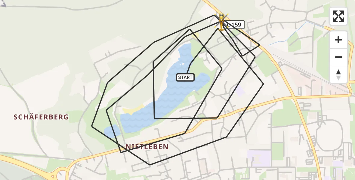 Flugroute Rettungshubschrauber Halle (Saale) - Halle (Saale), 25 Juli 2026, 19:52