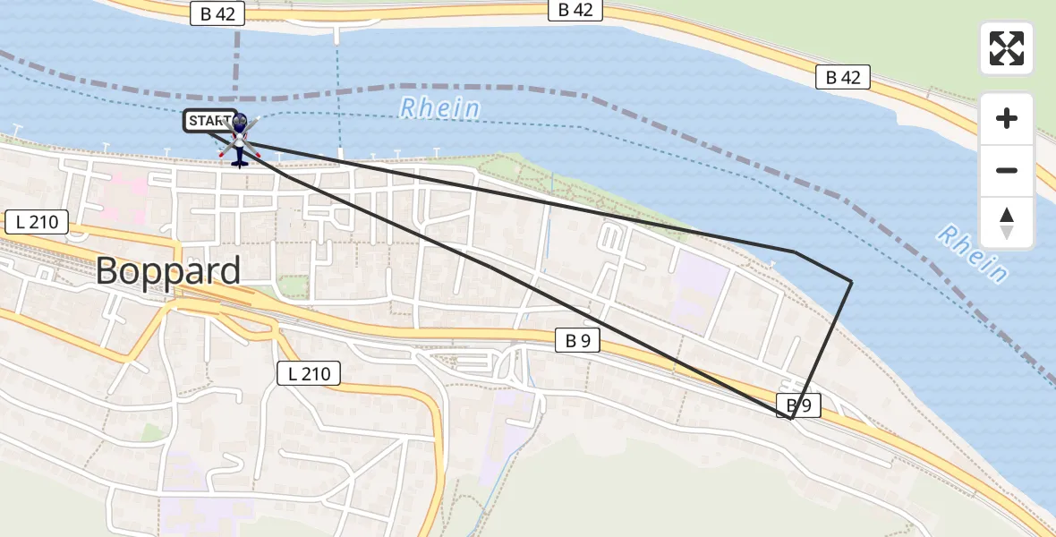 Flugroute Polizeihubschrauber Boppard - Boppard, 25 Juli 2026, 22:07