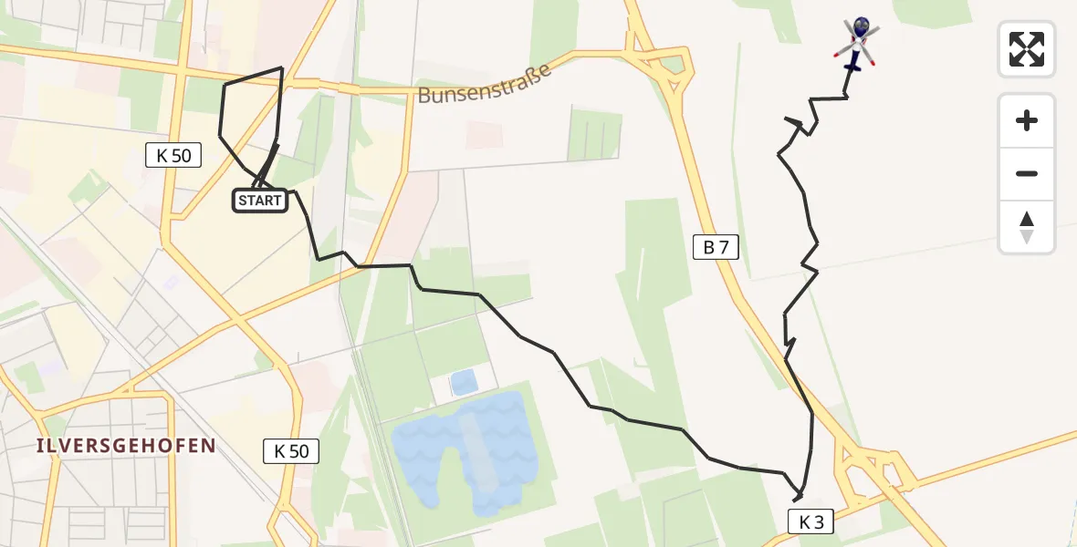 Flugroute Polizeihubschrauber Erfurt - Erfurt, 25 Juli 2026, 22:56