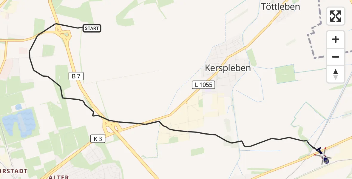 Flugroute Polizeihubschrauber Erfurt - Erfurt, 25 Juli 2026, 23:15