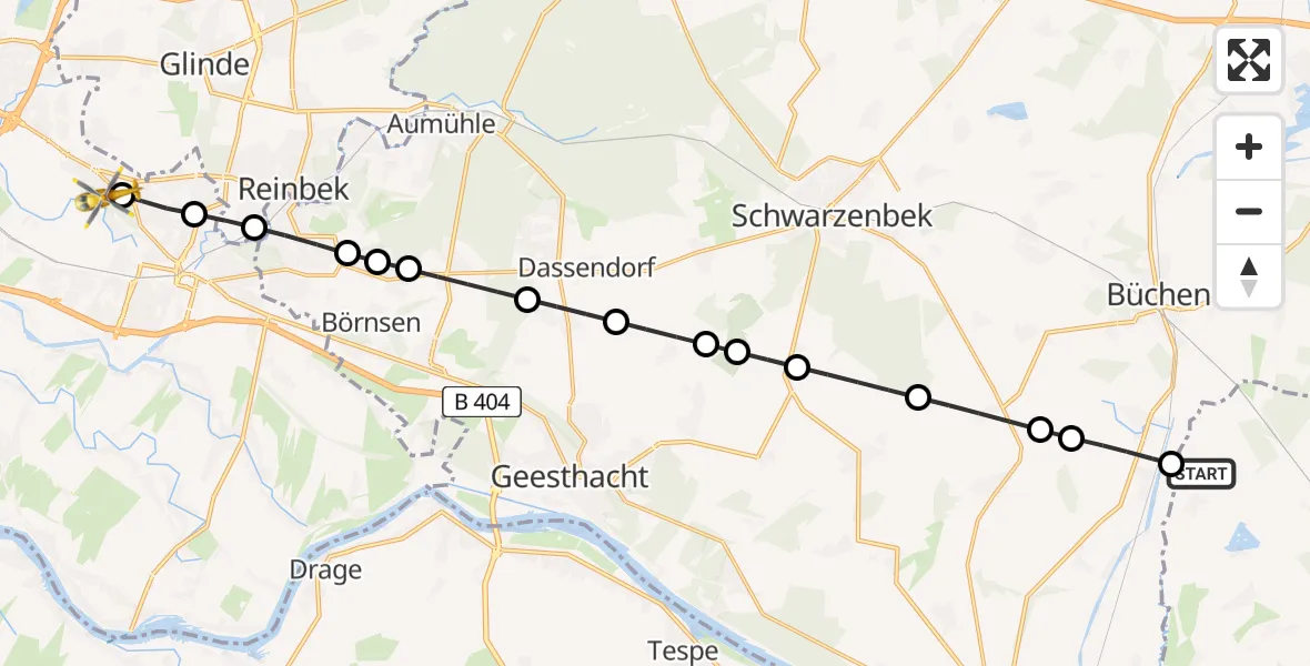 Flugroute Rettungshubschrauber Schwanheide - Christoph Hansa ADAC Hubschrauberlandeplatz, 26 Juli 2026, 04:38