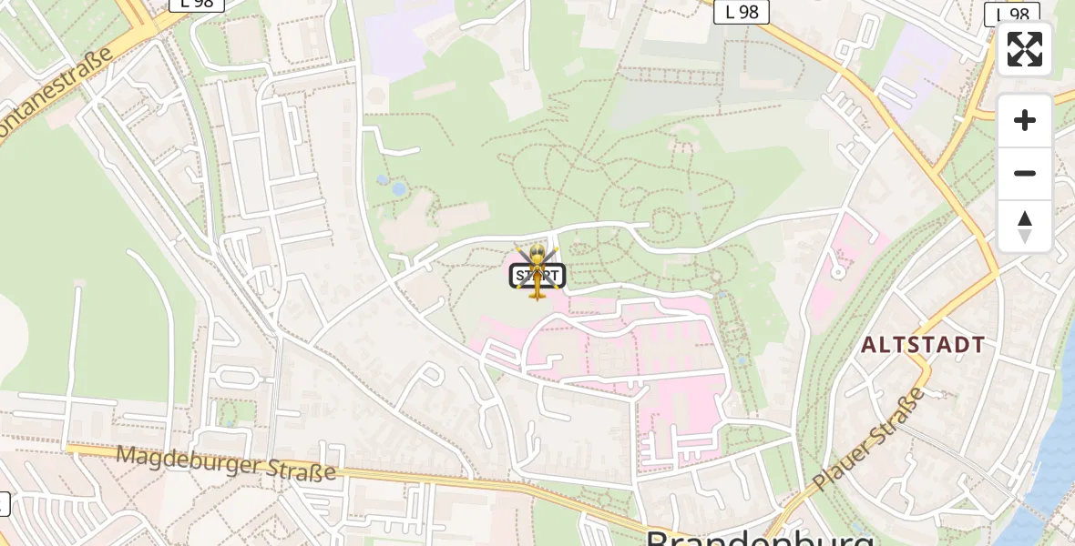 Flugroute Rettungshubschrauber Brandenburg an der Havel - Brandenburg an der Havel, 26 Juli 2026, 05:33