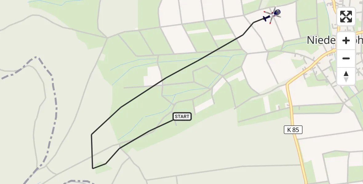 Flugroute Polizeihubschrauber Münchhausen - Münchhausen, 26 Juli 2026, 06:29