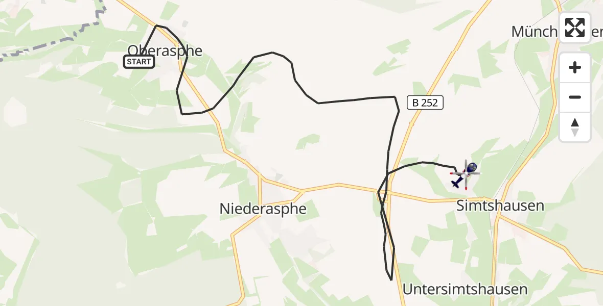Flugroute Polizeihubschrauber Münchhausen - Münchhausen, 26 Juli 2026, 06:41