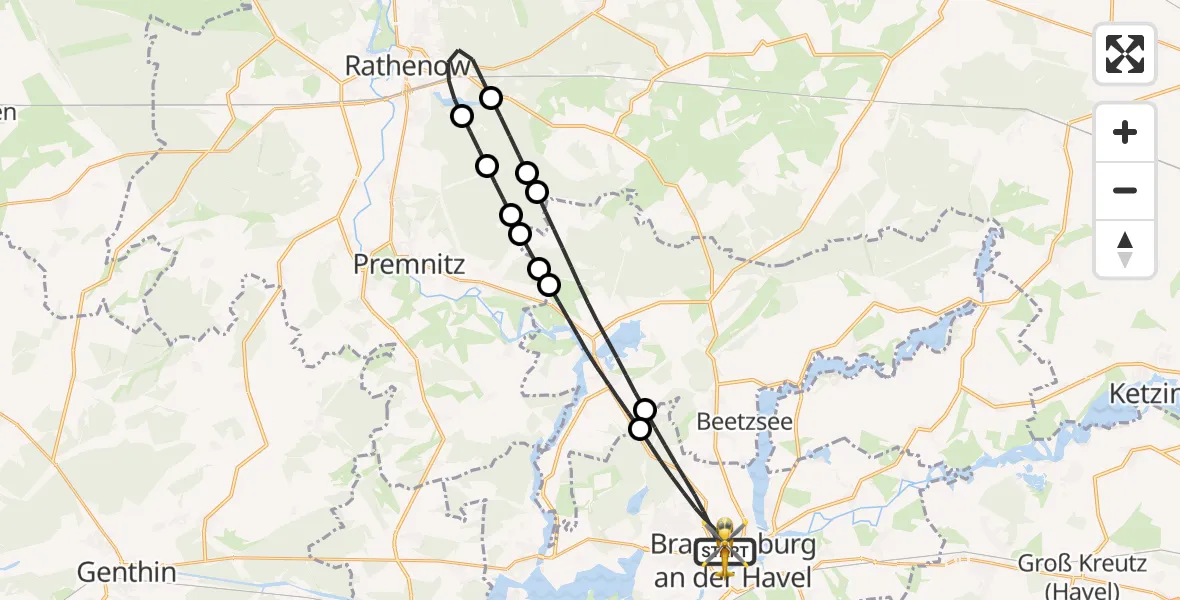 Flugroute Rettungshubschrauber Brandenburg an der Havel - Brandenburg an der Havel, 26 Juli 2026, 06:52