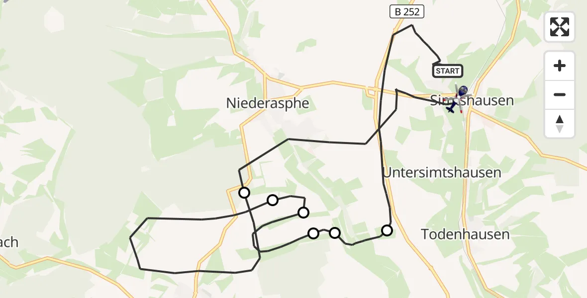 Flugroute Polizeihubschrauber Münchhausen - Münchhausen, 26 Juli 2026, 06:53