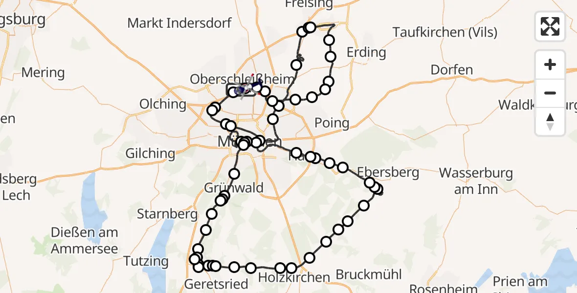 Flugroute Polizeihubschrauber Oberschleißheim - Oberschleißheim, 26 Juli 2026, 07:35