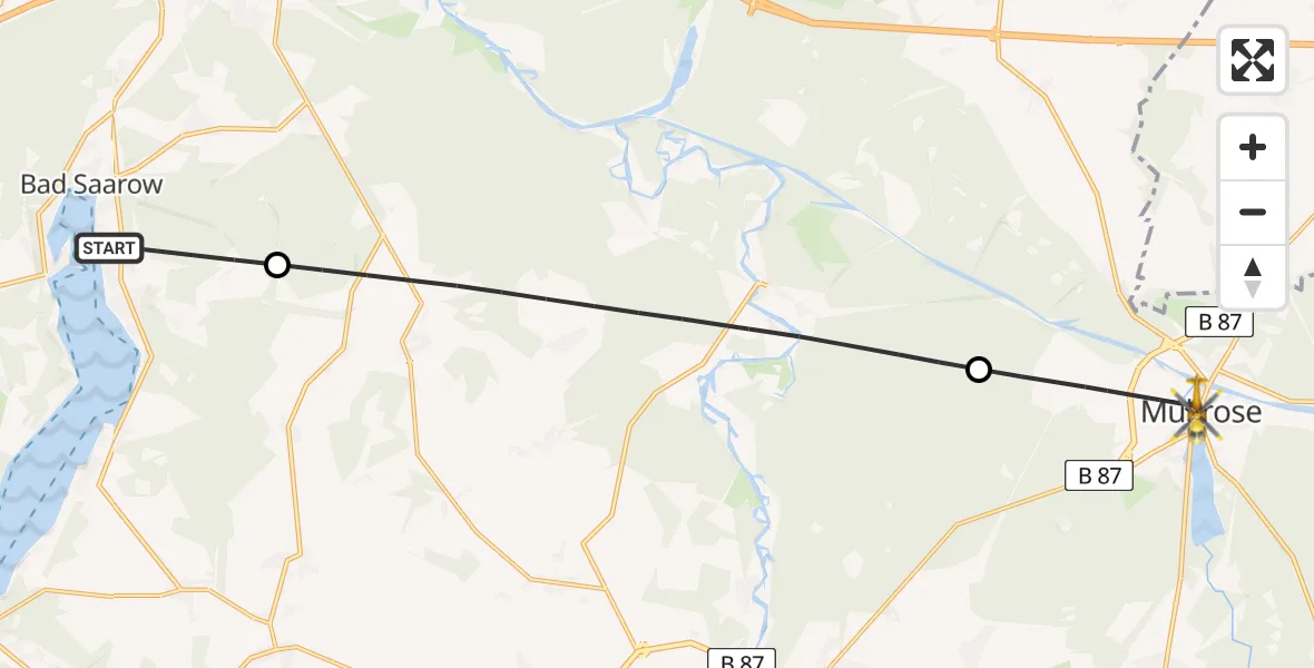 Flugroute Rettungshubschrauber Bad Saarow - Müllrose, 26 Juli 2026, 08:17