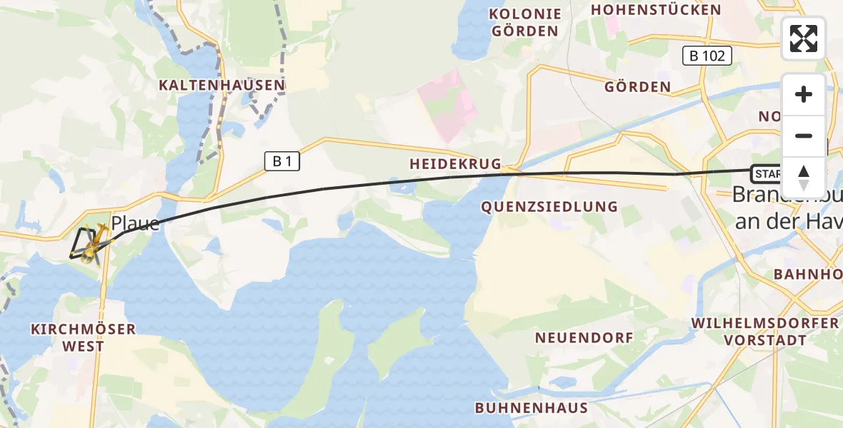 Flugroute Rettungshubschrauber Brandenburg an der Havel - Brandenburg an der Havel, 26 Juli 2026, 09:45