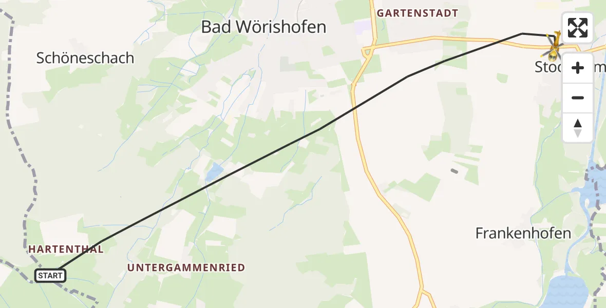 Flugroute Rettungshubschrauber Bad Wörishofen - Bad Wörishofen, 26 Juli 2026, 10:16