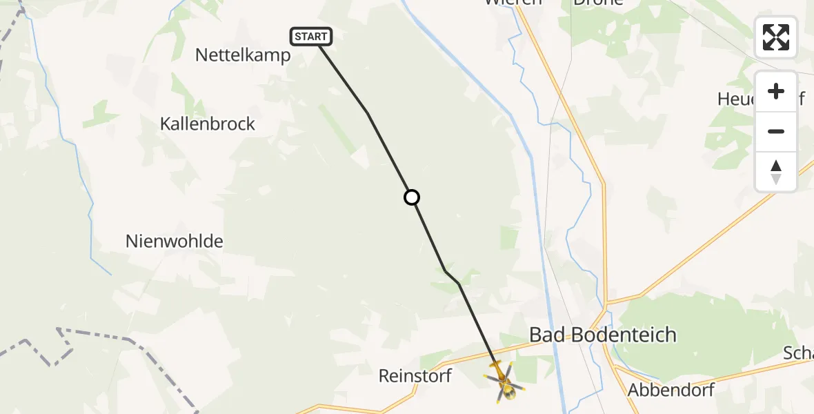 Flugroute Rettungshubschrauber Wrestedt - Lüder, 26 Juli 2026, 11:24