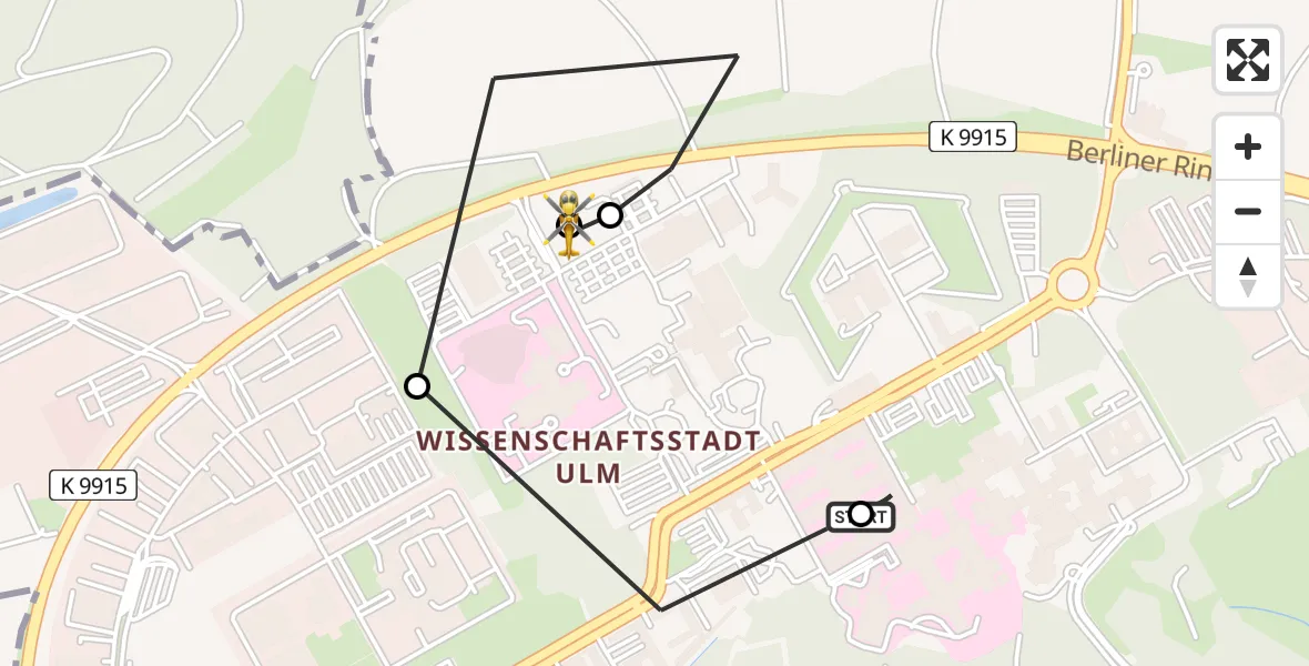 Flugroute Rettungshubschrauber Ulm Military Hospital Emergency - ADAC Air Rescue Station Ulm (Christoph 22), 26 Juli 2026, 11:45