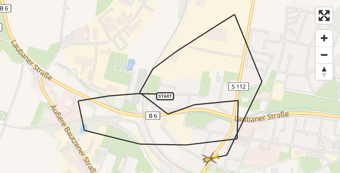 Flugroute Rettungshubschrauber Löbau - Löbau, 26 Juli 2026, 11:53