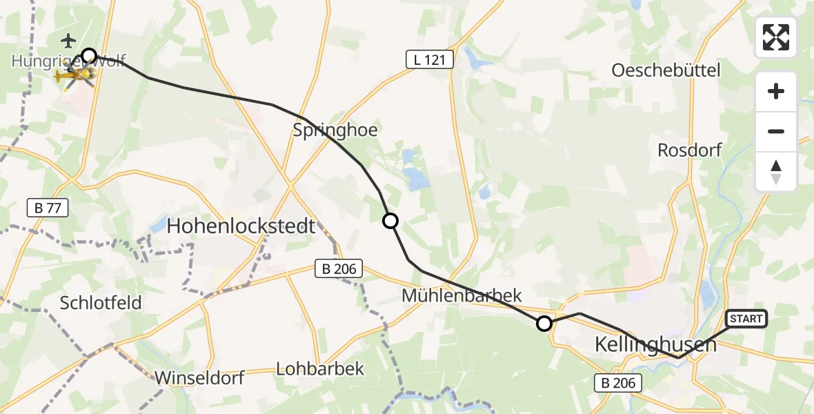 Flugroute Rettungshubschrauber Kellinghusen - Itzehoe Hungriger Wolf Flugplatz, 26 Juli 2026, 12:51