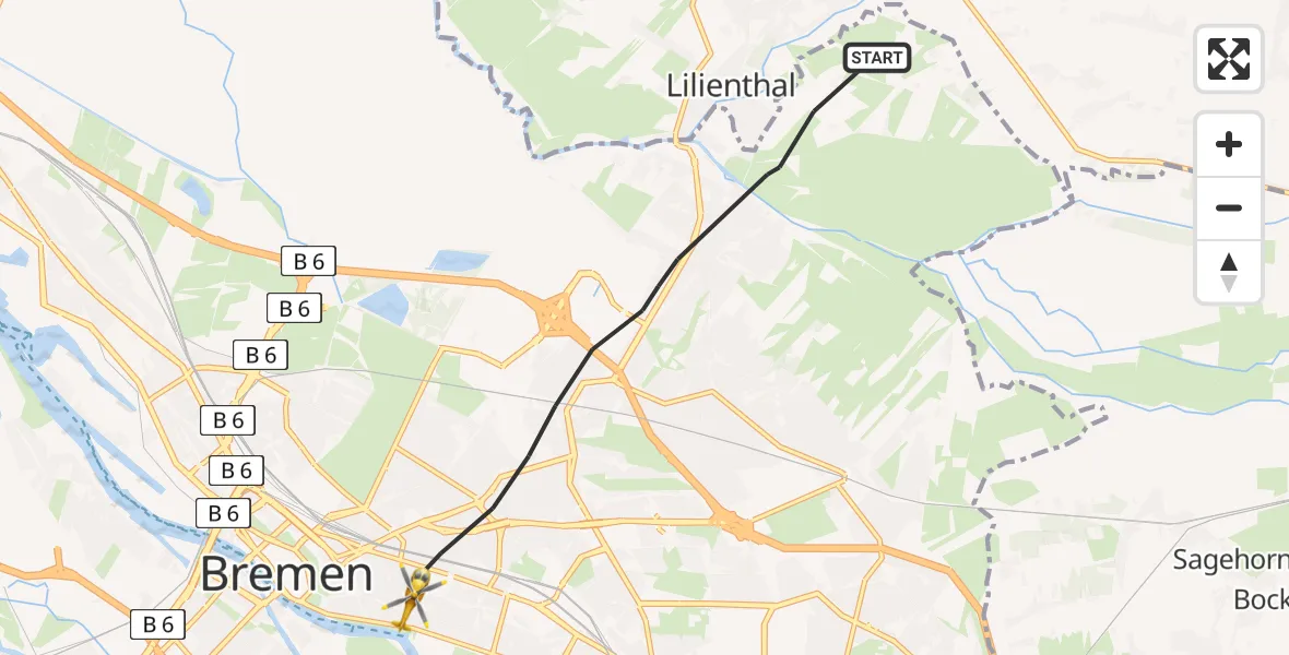 Flugroute Rettungshubschrauber Bremen - Bremen, 26 Juli 2026, 12:59