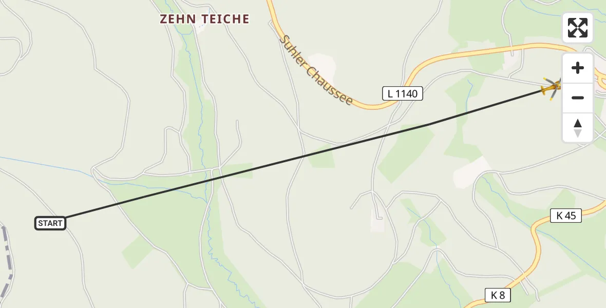 Flugroute Rettungshubschrauber Suhl - Suhl, 26 Juli 2026, 13:11