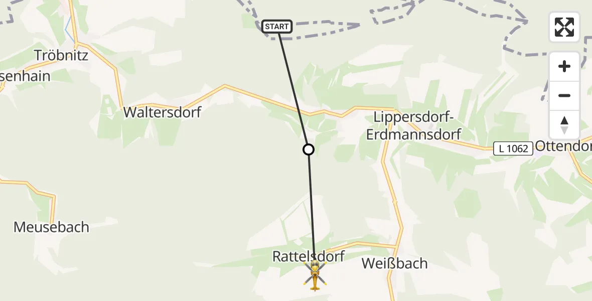 Flugroute Rettungshubschrauber Tissa - Rattelsdorf, 26 Juli 2026, 14:41