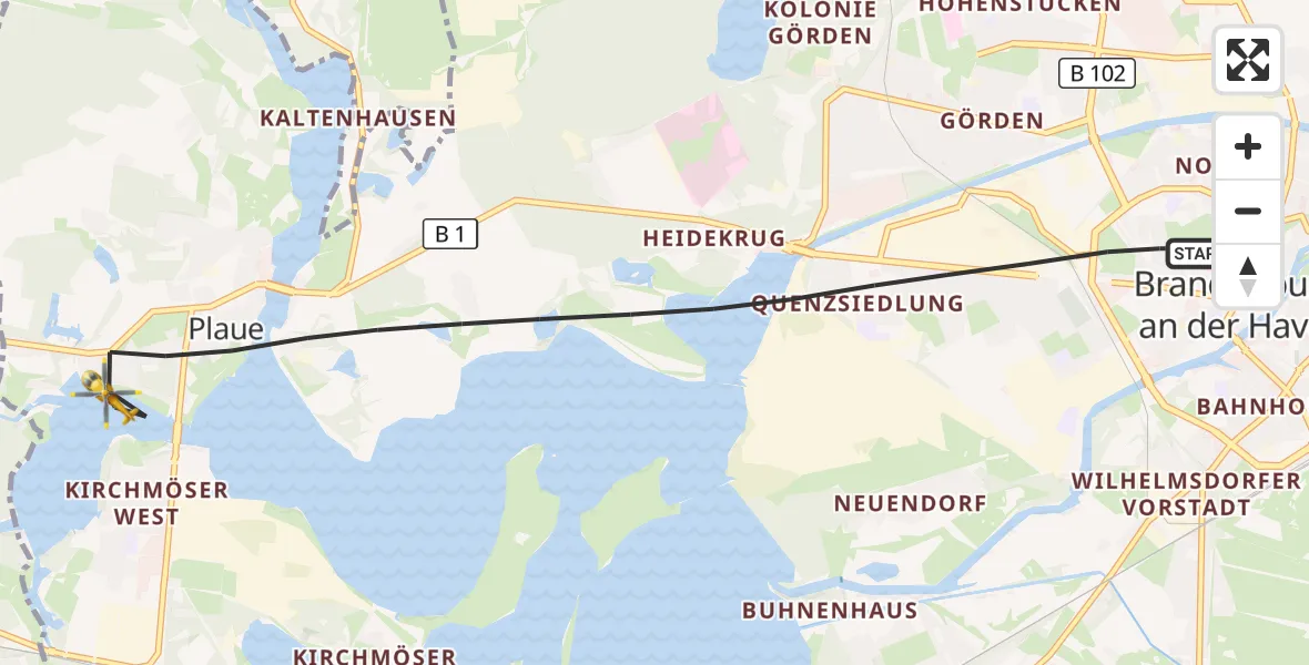 Flugroute Rettungshubschrauber Brandenburg an der Havel - Brandenburg an der Havel, 26 Juli 2026, 17:41