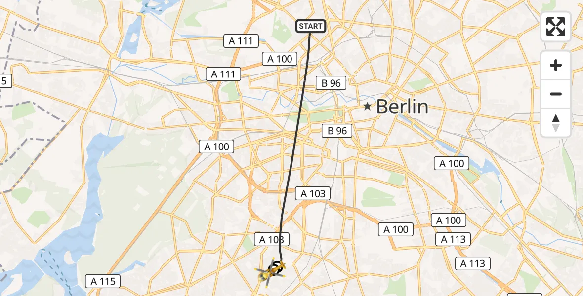 Flugroute Rettungshubschrauber Berlin - Charité Clinic Benjamin Franklin Campus, 26 Juli 2026, 17:42