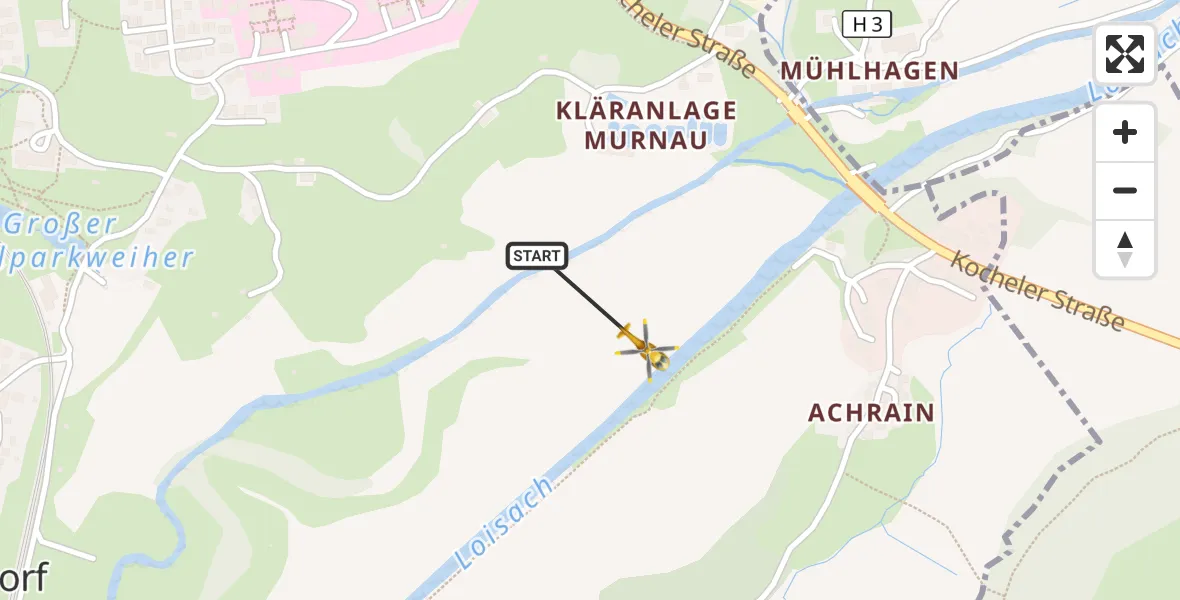 Flugroute Rettungshubschrauber Murnau a.Staffelsee - Murnau a.Staffelsee, 26 Juli 2026, 18:01