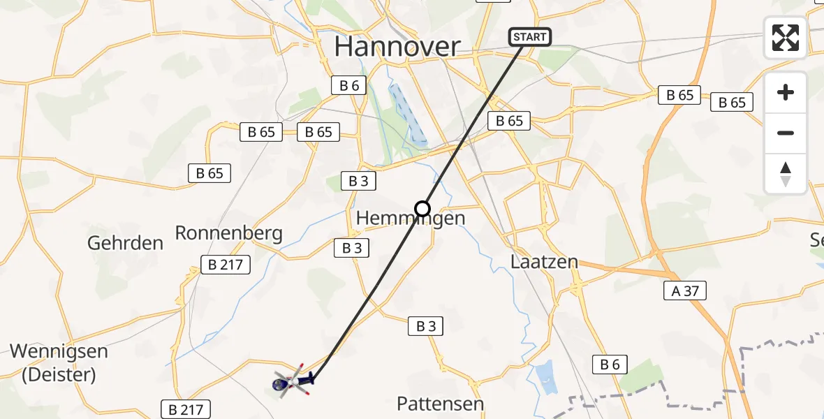 Flugroute Polizeihubschrauber Hannover - Hemmingen, 26 Juli 2026, 18:17