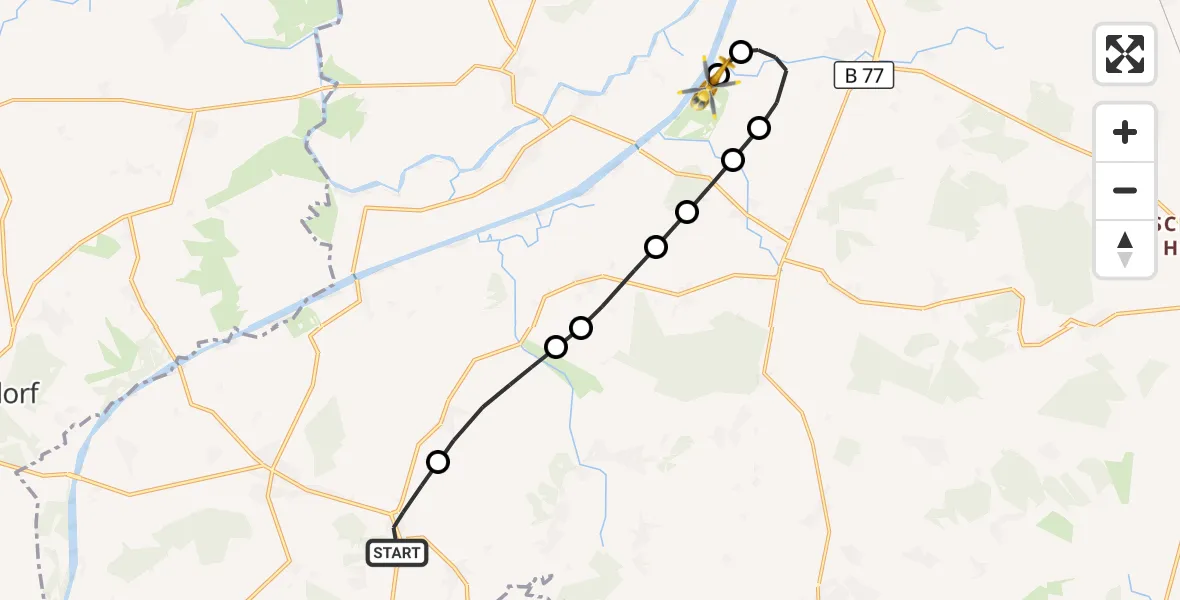 Flugroute Ambulanzhubschrauber Gokels - Hörsten, 26 Juli 2026, 18:54