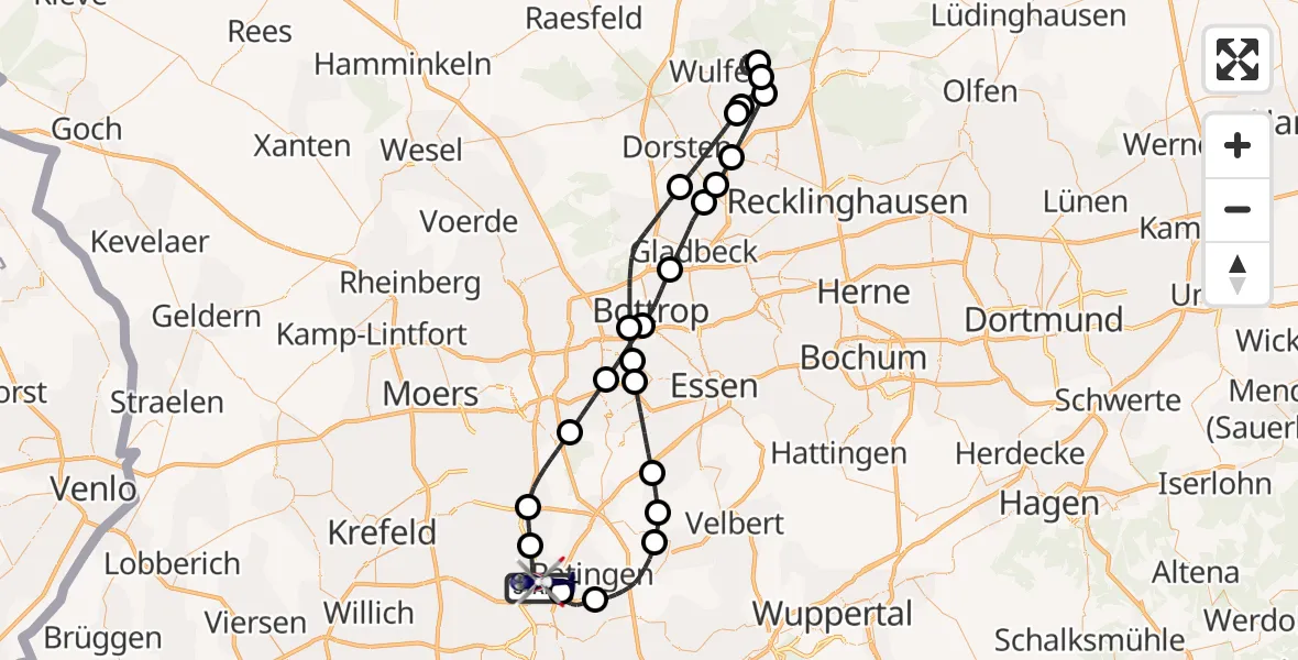 Flugroute Polizeihubschrauber Düsseldorf Flughafen - Düsseldorf Flughafen, 26 Juli 2026, 20:21