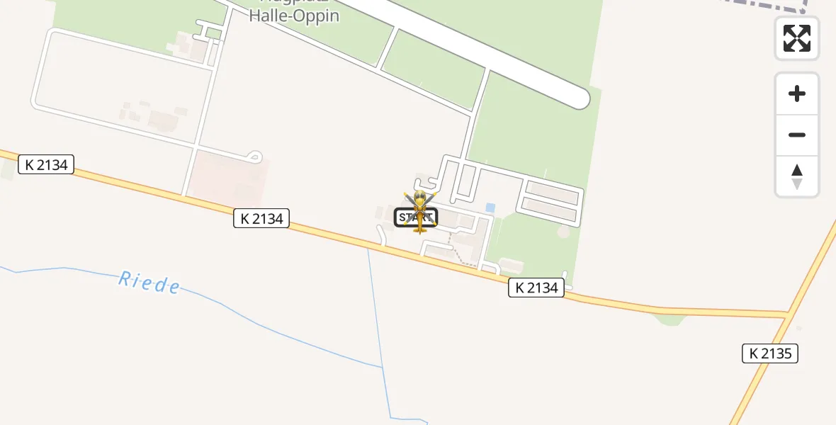 Flugroute Rettungshubschrauber Halle-Oppin Flugplatz - Halle-Oppin Flugplatz, 27 Juli 2026, 05:56