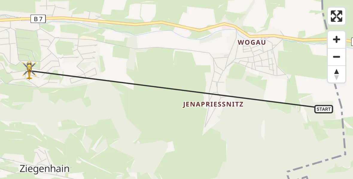 Flugroute Rettungshubschrauber Jena - Jena, 27 Juli 2026, 05:56