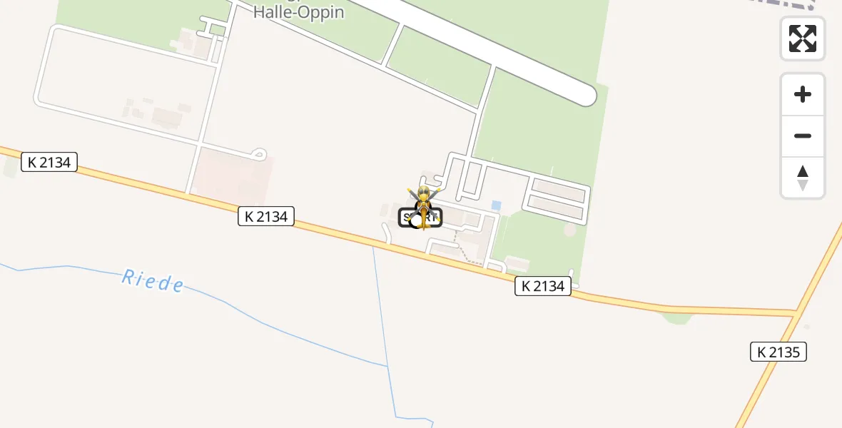 Flugroute Rettungshubschrauber Halle-Oppin Flugplatz - Halle-Oppin Flugplatz, 27 Juli 2026, 06:35