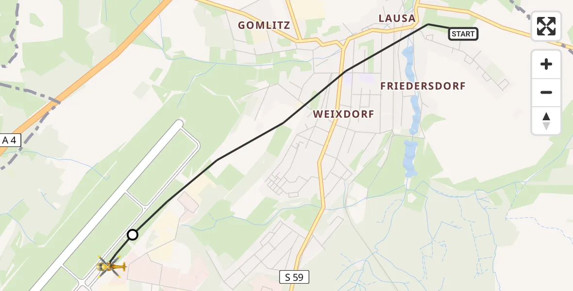 Flugroute Rettungshubschrauber Dresden - Dresden Bundespolizei Hubschrauberlandeplatz, 27 Juli 2026, 08:17
