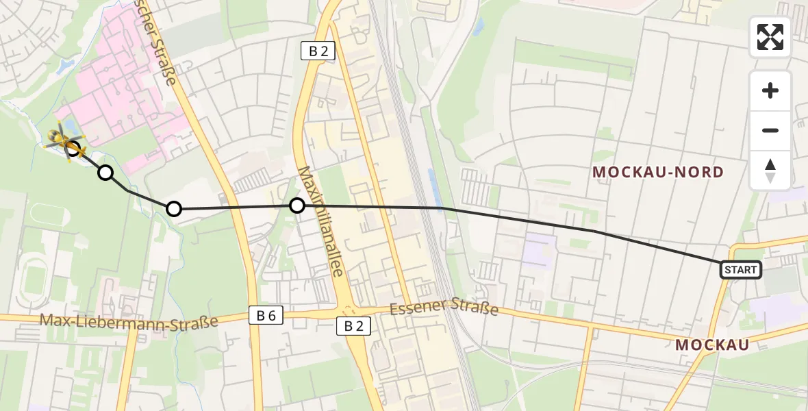 Flugroute Rettungshubschrauber Leipzig - Sankt Georg Hospital Leipzig Reserve, 27 Juli 2026, 08:49