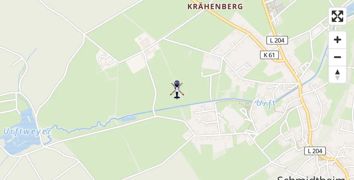 Flugroute Polizeihubschrauber Dahlem - Dahlem, 27 Juli 2026, 09:23