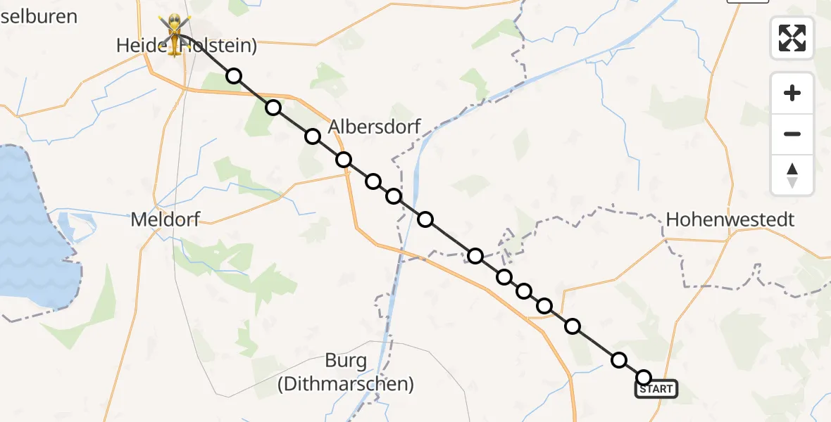 Flugroute Rettungshubschrauber Itzehoe Hungriger Wolf Flugplatz - Heide, 27 Juli 2026, 09:55