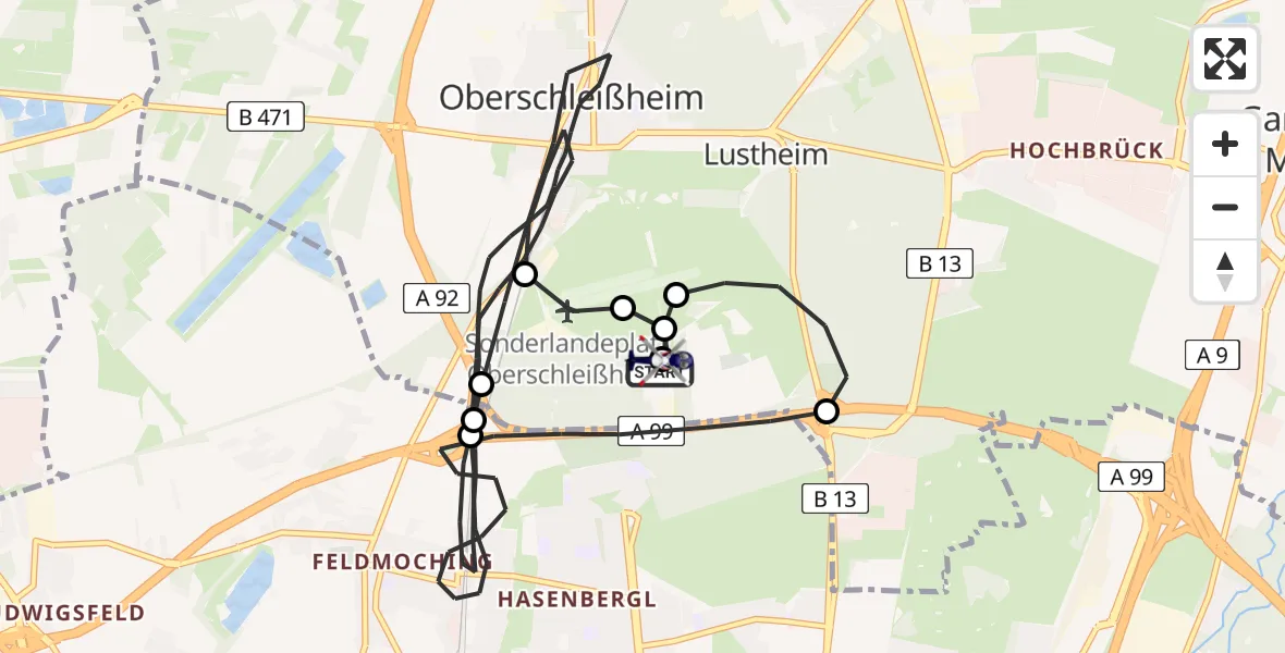 Flugroute Polizeihubschrauber Oberschleißheim - Oberschleißheim, 27 Juli 2026, 09:55