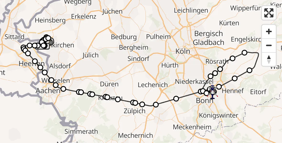 Flugroute Polizeihubschrauber Militärflugplatz Geilenkirchen - Sankt Augustin, 27 Juli 2026, 11:08