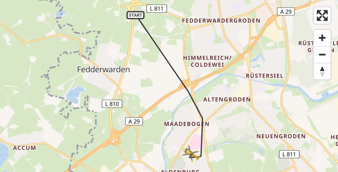 Flugroute Rettungshubschrauber Wilhelmshaven - Wilhelmshaven, 27 Juli 2026, 11:27