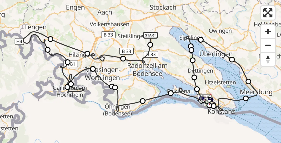 Flugroute Polizeihubschrauber Radolfzell-Stahlringen Flugplatz - Konstanz Flugplatz, 27 Juli 2026, 11:37