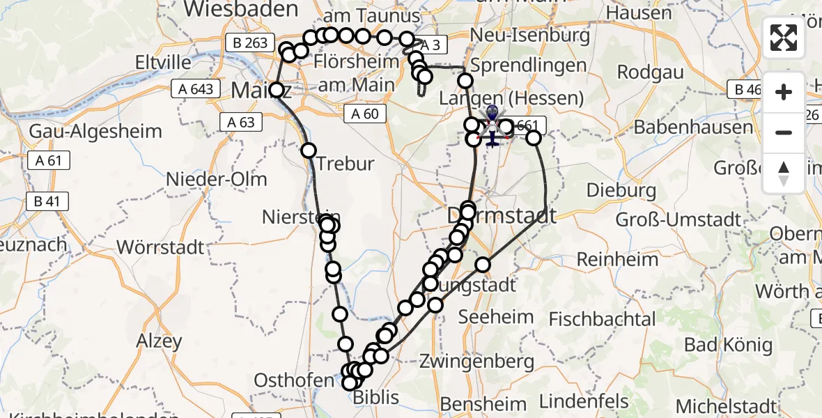 Flugroute Polizeihubschrauber Flughafen Frankfurt-Egelsbach - Flughafen Frankfurt-Egelsbach, 27 Juli 2026, 12:46