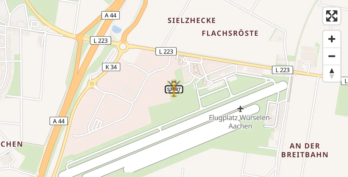 Flugroute Rettungshubschrauber Aachen-Merzbrück Flughafen - Aachen-Merzbrück Flughafen, 27 Juli 2026, 13:06