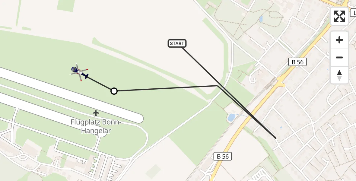 Flugroute Polizeihubschrauber Sankt Augustin - Bonn-Hangelar Flugplatz, 27 Juli 2026, 13:33
