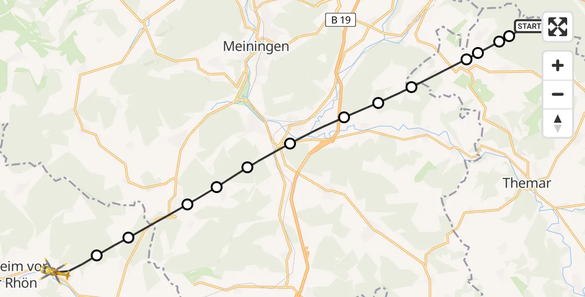 Flugroute Rettungshubschrauber Oberstadt - Stockheim, 27 Juli 2026, 13:50