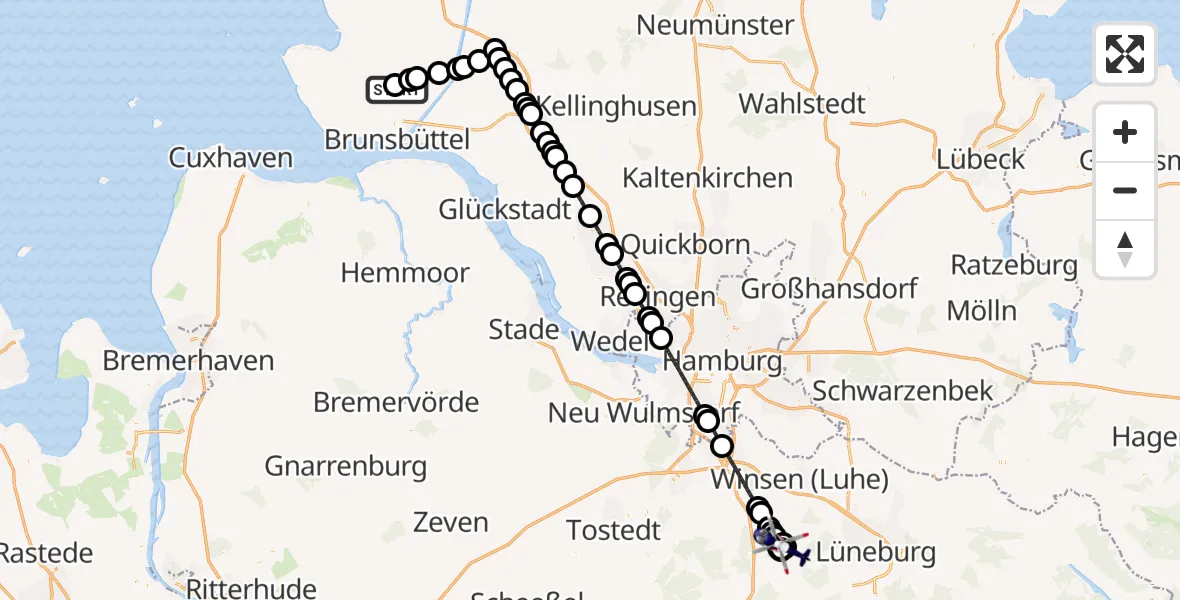 Flugroute Polizeihubschrauber Sankt Michaelisdonn Flugplatz - Salzhausen, 27 Juli 2026, 14:56