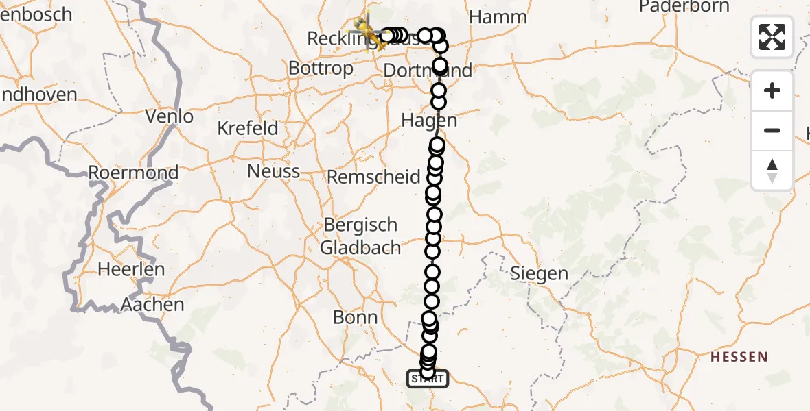Flugroute Ambulanzhubschrauber Kurtscheid - Recklinghausen, 27 Juli 2026, 15:19